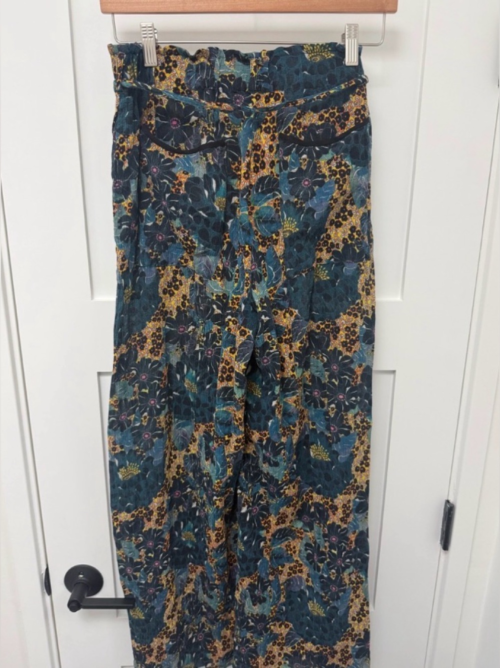 Raquel Allegra blue floral breezy Wide Leg Pants 1 small